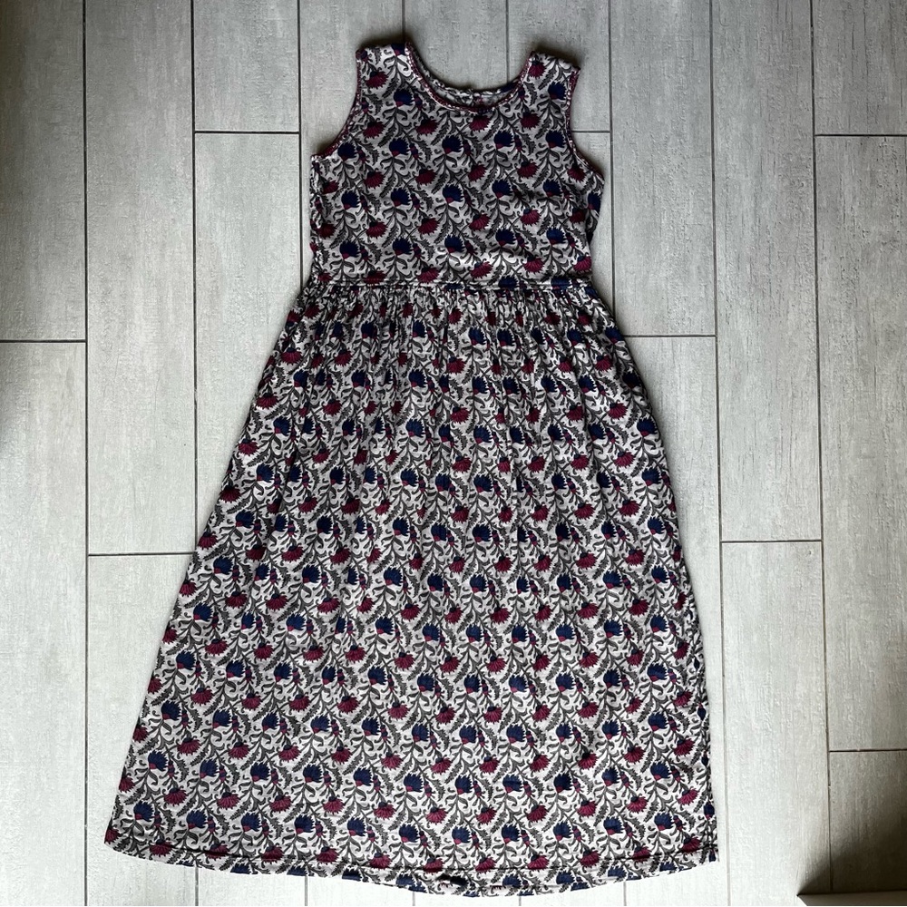 NATURAL LIFE Sleeveless Midi Dress in Navy, Burgundy, Cream Floral Print